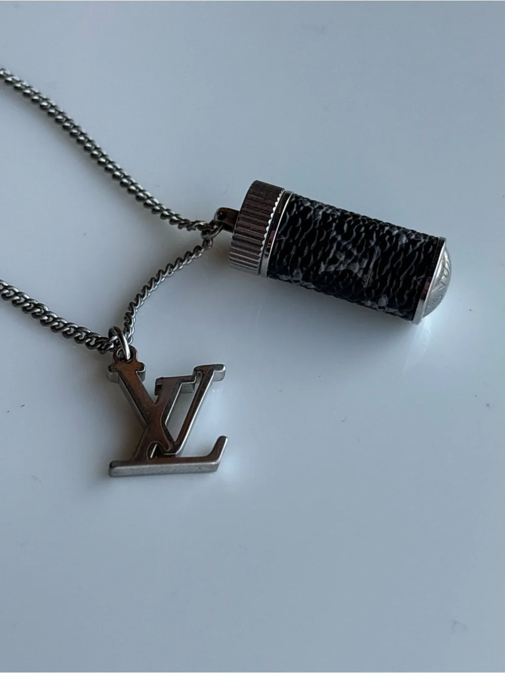 Louis Vuitton Black and Silver Pendant Necklace